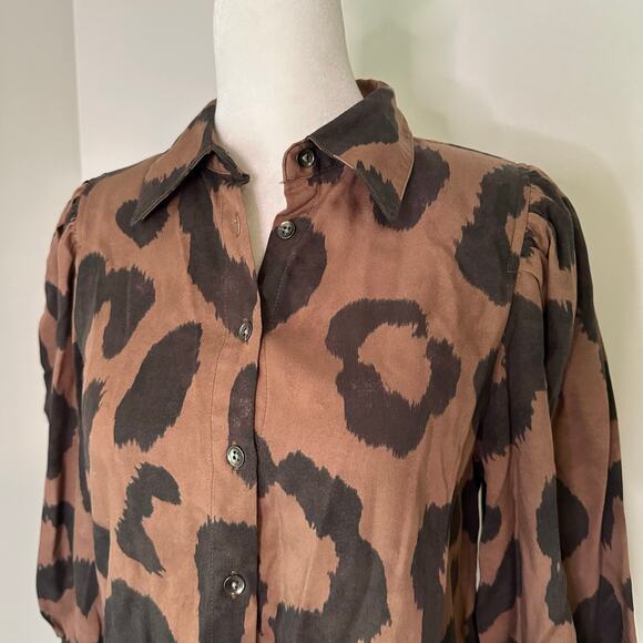 Pistola brown & black animal print button down top size XS - Picture 4 of 14